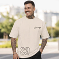 Camiseta Oversize Beige – Estampado Chicago Urbano